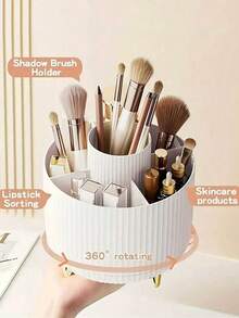 1pc Rotating Desktop Makeup Organizer, Stationery Storage Box, Pen Holder, Cosmetic Display Rack, Multi-Functional Makeup Brush Storage Bucket, Skincare Storage Box, Plastic Makeup Brush Organizer - Multicolor - View 5