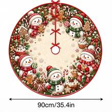 1件裝薑餅糖果甜點雪人圖案聖誕樹裙，優雅配色節日裝飾，5種尺寸，中性節日禮物，適用於居家與派對聖誕家居裝飾 - 薑餅糖果甜點雪人 - 查看 12