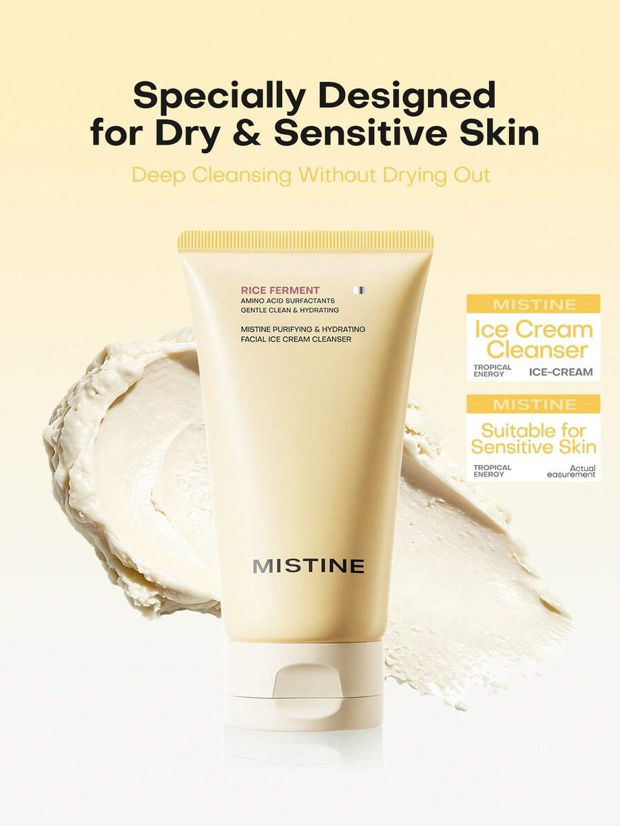 MISTINE 氨基酸洗面乳 100ml 控油深層清潔 去黑頭 舒緩不緊繃 洗護二合一 - 舒潤款/乾敏肌 - 查看 1