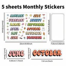 5 Sheets Monthly Planner Stickers, Colorful January To December Month Header Labels, Suitable For Scrapbooking, Calendars, Journals And Daily Planning Monthly Calendar Stickers - Multicolor - View 2