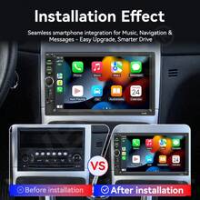 7英吋單DIN車用音響，有線Apple CarPlay與Android Mirror-Link，MP5多媒體汽車收音機，藍牙FM USB AUX，12V車載主機 - 主機 + 方向盤控制線 - 查看 6