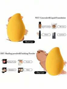 1/3/6pcs Mango Shaped High Rebound Makeup Sponge, Soft And Skin-Friendly, Creates Flawless Base Makeup, Suitable For Liquid Foundation And Loose Powder, Dry And Wet Use, Travel Essential - Multicolor - View 5