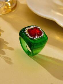 1pc Elegant High-End Acrylic Gemstone Pendant Ring, Suitable For Women's Daily Wear, Gatherings, Holidays And Parties - Geometry - View 13