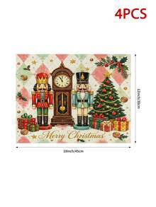 Christmas Table Runner, Pillowcase, Placemat, Nutcracker Ballerina Christmas Tree Clock Diamond Plaid Table Runner, Holiday Home Decor Table Runner Cushion - Multicolor - View 15
