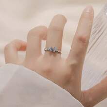 1 buah Cincin Zirkonia Kupu-kupu, Desain Unik, Perhiasan Cincin Jari Telunjuk Terbuka Serbaguna Minimalis Kelas Atas - Perak - View 7