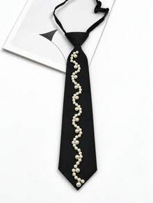 1pc Women's Pearl Fashion Necktie Accessory - Black - View 6