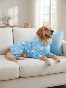 1PC Christmas Dog Pajamas - Soft Warm And High Stretch Full Coverage Pet Rompers, Anti Licking & Bug Protective Jumpsuit For Small Medium Large Dogs, Christmas All Over Printing Dog Clothes - Cute Cartoon Snowman Pattern - Multicolor - View 3