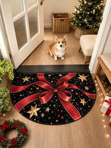 1pc Red Ribbon Pattern Floor Mat, Bathroom Mat, Bathroom Rug, Door Mat, Small Rug, Carpet, Floor Mat, Home Decor, Area Rug, Outdoor Mat, Home Decor, Area Carpet, Bedroom Rug, Washable Carpet - Multicolor - View 3