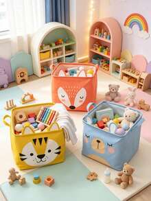 Fabric Cartoon Baby Clothes Storage Bin, Foldable Baby Toy Storage Basket, Dust-Proof Dirty Laundry Basket, Creative Living Room - Multicolor - View 1
