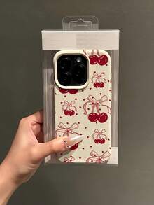 1件 白色莓果甜櫻桃極簡全包覆 TPU 防摔手機殼，適用於 Apple 18 17 16 15 14 13 12 11 Pro Max Air 及系列 - 彩色 - 查看 4