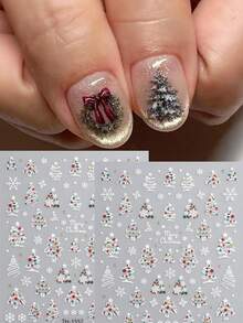 Christmas Nail Art Stickers, Colorful Christmas Tree Snowflake Self‑Adhesive Nail Decals, Red Green Dots Xmas Holiday Manicure DIY Decorations For Nail Art Accessories - Multicolor - View 5