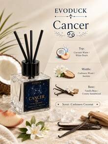 EVODUCK 1pc Smokeless Long Lasting Cancer Zodiac Crystal Reed Diffuser 50ml, Cashmere Coconut Fragrance Oil With White Crystal & 4 Fiber Reed Sticks, Flameless Scented Oil Diffuser For Bathroom Bedroom Vanity, Star Sign Gift For Her, Home Fragrance Decor - Mixed Fragrance - View 2