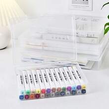 1pc/2pcs Desktop Dustproof Document Storage Box, A4 File Organizer, Suitable For Storing Household Registration Books, Important Certificates, Moisture-Proof Document Bags - Clear - View 5