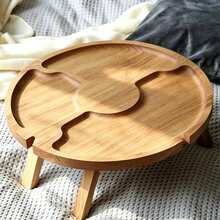 Round Tray, Suitable For Outdoor Activities, Picnics, Camping, Beach BBQ And Parties - Can Serve As A Snack Table, Easy To Carry To Festivals, Christmas Parties And Backyard Use. - 1pcs Round Folding Tray - View 4