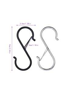 4-12pcs 3.5 Inch Heavy Duty S-Shaped Hooks With Safety Buckle, Suitable For Hanging Pots, Pans, Clothes And Bags - Wall Mounted Metal Hooks, Suitable For Kitchen, Bathroom, Garden, Practical Hooks - Multicolor - View 7