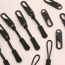 20pcs Black Zipper Pull Replacement Heads With Detachable Extension Rods, Suitable For Luggage, Backpacks, Jackets, Clothing, Handbags, Sewing Enthusiasts, Home Use - Stylish Zipper Pull - View 1