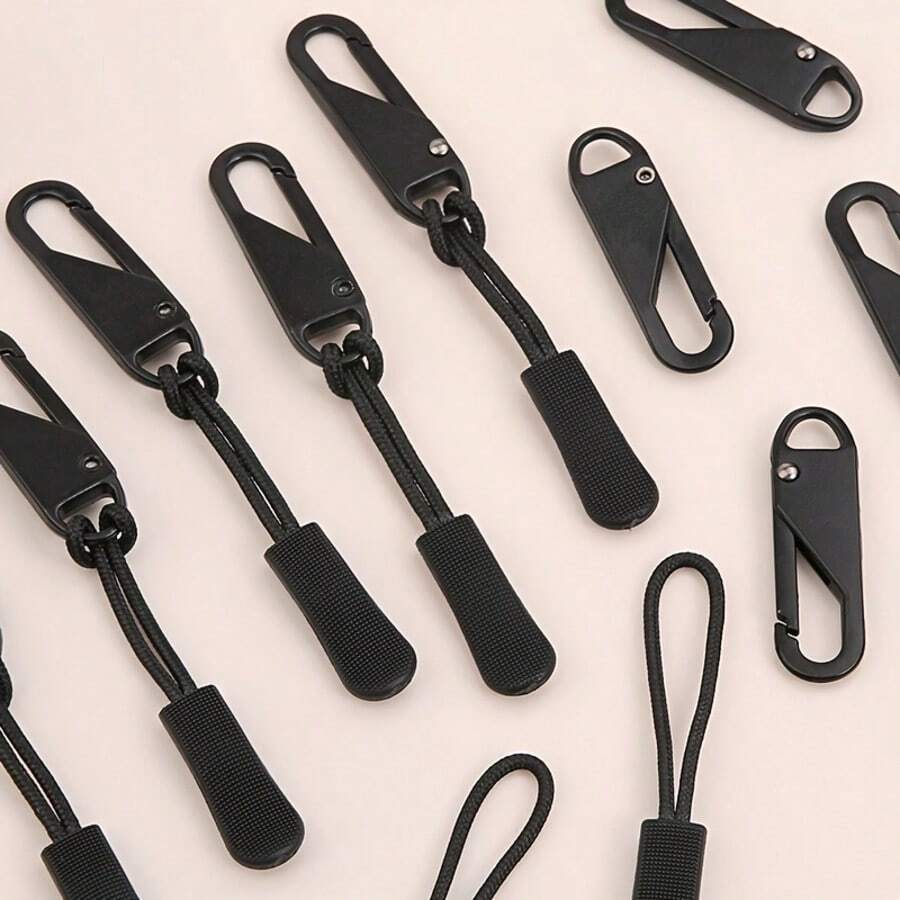 20pcs Black Zipper Pull Replacement Heads With Detachable Extension Rods, Suitable For Luggage, Backpacks, Jackets, Clothing, Handbags, Sewing Enthusiasts, Home Use - Stylish Zipper Pull - View 1