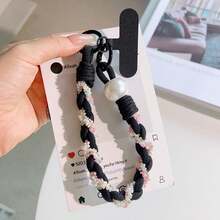 Stylish Braided Phone Wrist Strap Featuring Colorful Seed Beads And Pearl Accents-Doubles As A Decorative Charm For Bags; Anti-Loss Design. - Multicolor - View 4