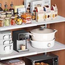 Expandable Metal Cabinet Shelf Organiser, Adjustable Stackable Storage Rack, Heavy Duty Mesh Countertop Shelf For Kitchen, Wardrobe, Cupboard, Pantry & Bathroom Storage - Black - View 9