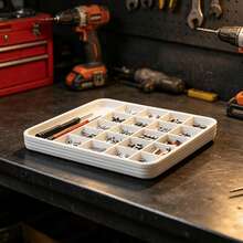 1pc White Multi-Compartment Parts Storage Tray, One-Piece Molded Tool Organizer Tray, Practical Non-Slip Compartment Design, Independent Dividers Provide Dedicated Storage Space For Screws - Tray - View 9