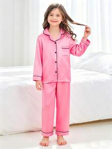 Tween Girl Pink Long Sleeve Long Pants Pajama 2-Piece Set - Multicolor - View 3