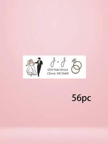 14/30/56pcs Custom Wedding Couple Envelope Sealing Stickers, Romantic Wedding Invitation Envelope Decor, Bridal Shower Favor Gift Bag Sticker - Multicolor - View 13