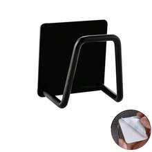 1pc Stainless Steel Sponge Holder, Self-Adhesive No-Drill Storage Rack, Kitchen Sink Organizer For Steel Wool And Scouring Pads - A - View 5