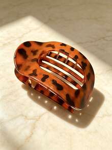 1-3pcs Vintage Leopard Print Hollow Hair Claw Clip Premium Tortoiseshell Color Elegant Versatile Back Head Bun Hair Accessory - Multicolor - View 8