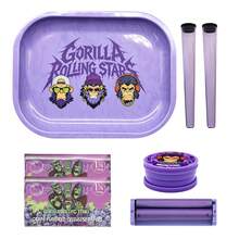 Rolling Tray Set, Includes 7.09*5.5 Inch Metal Tray, Double Layer Grinder, 78mm Rolling Machine, 2pcs Storage Tubes And 2 Packs Of Pre-Rolled Papers With Tips. Travel Rolling Tray Set, Perfect For Parties, Home Use, And An Ideal Gift For Smokers, Perfect Gift For Christmas And Halloween - Print - View 11