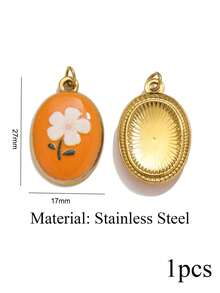 1 Pc. Stainless Steel Fashionable, Minimalist Flower And Leaf Pendant With Open Ring-DIY Necklace And Earrings Craft Kit - Pendants - View 18