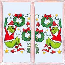 FIFA The Grinch Cartoon Movie Wall Sticker Christmas Decoration Wallpaper Green Monster Christmas Tree Window Decal Sticker - Sticker - View 1