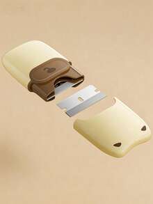 Portable Cleaning Scraper, Cute Animal Pattern, Cream & Brown Color, Multi-Functional Household Tool For Removing Dirt And Glue, Creative Convenient Small Cleaning Shovel Multi-Purpose Cute Kitchen Stain Removal Glue Cleaner Tool - Multicolor - View 3