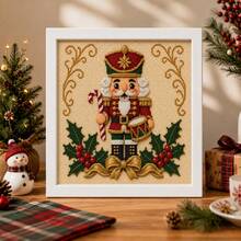 3pcs Vintage Christmas Cartoon Cross Stitch Full Kit 11CT Full Embroidery 20x20cm With Frame And Scissors Threader Pre-Printed Snowman Nutcracker Reindeer Pattern Beginner Friendly Handmade Holiday Decoration - Multicolor - View 5