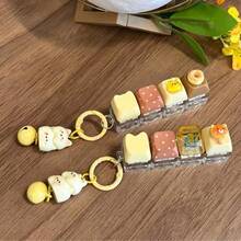 4-Key Square Button Creative Keyboard Shaped Pendant, Car Keychain, Bag Charm Ornament, Party Key Ring Gift Set, Keychain Accessory Suitable For Various Festival Party Gifts, Wedding Favors - View 2