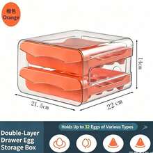 32-Grid Double-Layer Drawer-Style Transparent Egg Storage Box, Stackable Egg Organizer, Suitable For Home Refrigerator - Multicolor - View 9
