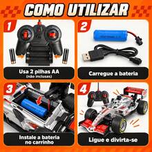 Carrinho de Controle Remoto Sem fio Recarregável Competição Super Vortex - Multicolorido - Visão 7