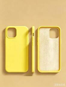 Silicone Solid Color Material Yellow Edit Neon Solid Phone Case Apple Basic Phone Cases Compatible With IPhone15/15Plus/15Pro/15Promax Spring Gift Birthday International Version Not The Domestic Version Mom Professional Office - Yellow - View 2