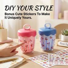 Plastic Food Storage Containers With Lids, Clear Double Layer Salad Container For Lunch, Travel Snack Containers With Handle And Fork, Fruit Storage Drain Basket, To Go Meal Prep Containers With Stickers For School Office - Multicolor - View 7