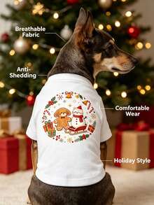 1pc Christmas Print Pet Tank Vest, Breathable Anti‑Shedding Lightweight Comfortable Pet Clothes For Small Dogs & Cats - Multicolor - View 6
