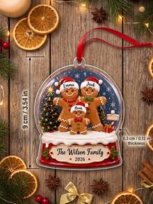1pc Personalized Gingerbread Christmas Family Ornament, Custom Text Gingerbread Family Ornament,Unique Xmas Holiday Gift For Loved‑Ones, Home Christmas Decoration - Multicolor - View 6