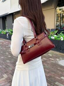 2026 Winter New Fashion Cute Versatile High-End Quality Minimalist Casual One Shoulder Handbag - Burgundy - View 10