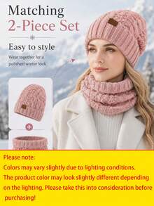 Cable-Knit Hat Set; Crafted From Soft, Stretchy Knit Fabric And Featuring Ear Flaps And A Plush Lining For Wind Protection And Warmth. Designed For Cycling, Skiing, And Winter Outdoor Activities; One Size Fits All. - Multicolor - View 15