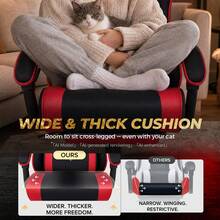 Fabric Gaming Chair With Footrest, Ergonomic Computer Desk Chair With Pocket Spring Cushion Home Office High Back Lumbar Support Heavy Duty Wide - Red - View 8