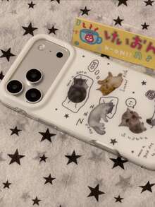 Graffiti Kitten Illustration Minimalist Ins Phone Case 17 Pro Max Protective 15 Women 16 Pro Dual Layer 16 Cartoon 17 Apple 15 Pro - White - View 4