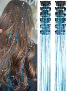 6/12pcs Glitter Hair Clips Extensions, Shiny Fairy Hair Clips, Women's Party Holiday Wedding Hair Accessories, Halloween, Y2K - Multicolor - View 20