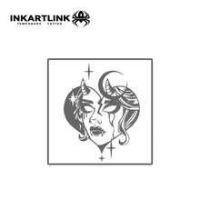INKARTLINK 1PC Stiker Tato Malaikat Iblis Ganda Hitam & Putih, Stiker Tato Seni Tubuh Tahan Air Sementara, Bertahan 2-5 Hari, Stiker Tato Warna Transfer Air, Cocok Untuk Pria & Wanita, Wajib Dimiliki, Dekorasi Penting Untuk Pesta, Dekorasi Tubuh Perayaan Liburan - Hitam - View 4