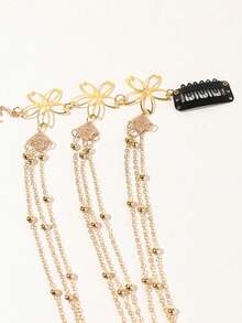 1pc New Gold Elegant Exquisite Hair Chain, Suitable For Wedding Dress, Cold Shoulder Outfit, Head Accessory, Gold Bohemian Style Headpiece - Gold - View 7