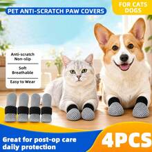 4pcs/Set Pet Shoe Covers Socks Comfortable Breathable Mesh Fabric Cat Dog Shoes Injection Prevention Scratch-Proof Protective Foot Covers Wear-Resistant Anti-Scratch Cat Shoe Covers Pet Dog Socks - Multicolor - View 1