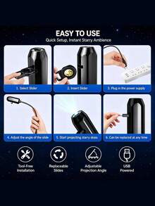LED Galaxy Starry Sky Projector Light, 360° Rotatable Planet Projection With Moon, Earth, Jupiter Patterns, USB Powered Atmosphere Decorative Lamp, Suitable For Bedroom Ceiling, Photography, Gaming, Disco, Birthday, Wedding, Proposal, Camping, Party Atmosphere Decoration - One Size Fits All - View 7
