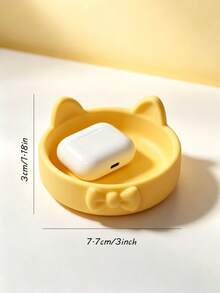 3D Printed Cute Cat Bow Jewelry Tray, Sculptural Small Accessory Storage Dish, Suitable For Rings, Earrings And Other Small Accessories, Decorative Desktop Ornament, Ideal For Vanity, Office Desk, Bedroom And Themed Party Home Decor - Multicolor - View 9